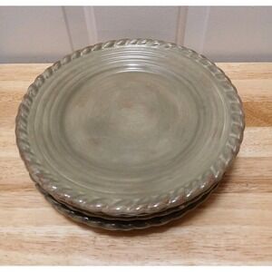 Artimino Tuscan Countryside Sage Salad Plates 9.5" Diameter 4 Dishes Stoneware